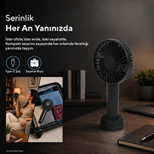 Şarj Edilebilir Mini El Vantilatörü | Type-c Şarjlı | 3 Kademeli | 400 Mah Hff-02c
