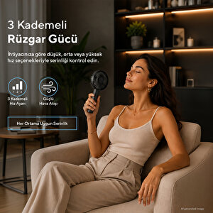 Şarj Edilebilir Mini El Vantilatörü | Type-c Şarjlı | 3 Kademeli | 400 Mah Hff-02c