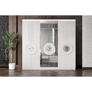 Zeren White 6 Kapılı Gardırop