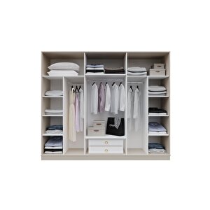Sone Beige 6 Kapılı Gardırop