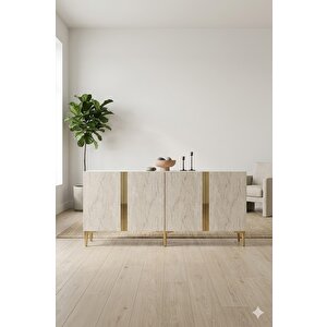 Ka1898btg Anka Konsol Ve Tv Sehpası Beyaz-traverten-gold 180cm