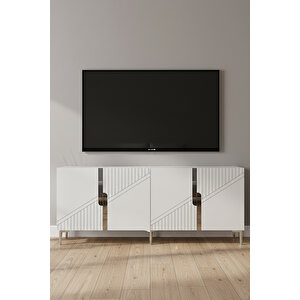 Ka1828bs Evva Konsol Ve Tv Sehpası Beyaz-silver 180cm