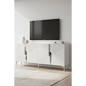 Ka1828bs Evva Konsol Ve Tv Sehpası Beyaz-silver 180cm