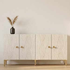 Ka1817btg Si̇mple Konsol Ve Tv Sehpası Beyaz-traverten-gold 180cm