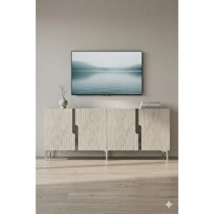 Ka1528bts Evva Konsol Ve Tv Sehpası Beyaz-traverten-silver 150cm