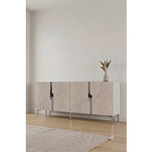 Ka1528bts Evva Konsol Ve Tv Sehpası Beyaz-traverten-silver 150cm