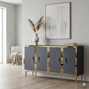 Ka1207ag Tuna Konsol Ve Tv Sehpası Antrasit-gold 120cm