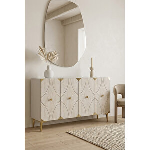 Ka1297btg Alfa Konsol Ve Tv Sehpası Beyaz-traverten-gold 120cm