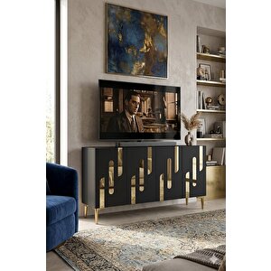 Ka1229ag Ece Konsol Ve Tv Sehpası Antrasit-gold 120cm