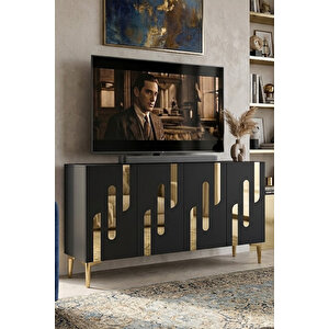 Ka1229ag Ece Konsol Ve Tv Sehpası Antrasit-gold 120cm
