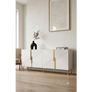 Ka1528bg Evva Konsol Ve Tv Sehpası Beyaz-gold 150cm