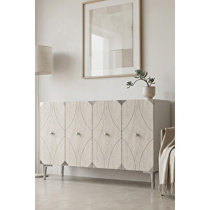 Ka1297bts Alfa Konsol Ve Tv Sehpası Beyaz-traverten-silver 120cm