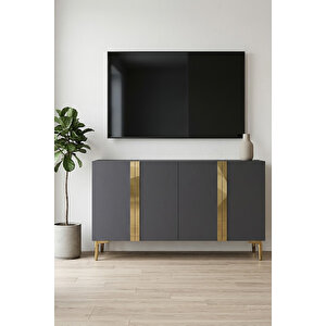 Ka1298ag Anka Konsol Ve Tv Sehpası Antrasit-gold 120cm