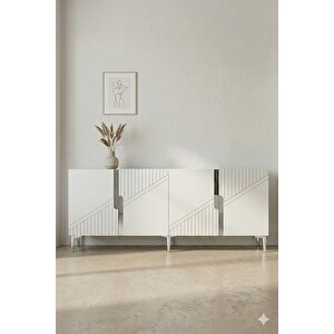Ka1528bs Evva Konsol Ve Tv Sehpası Beyaz-silver 150cm