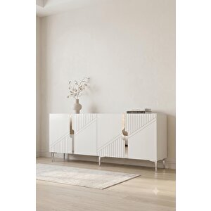 Ka1528bs Evva Konsol Ve Tv Sehpası Beyaz-silver 150cm