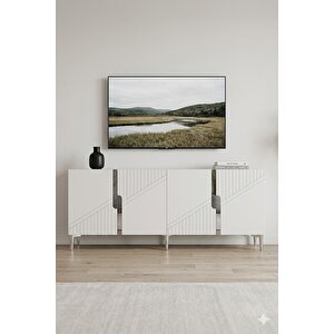 Ka1528bs Evva Konsol Ve Tv Sehpası Beyaz-silver 150cm