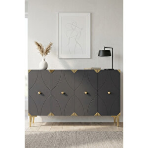 Ka1297ag Alfa Konsol Ve Tv Sehpası Antrasit-gold 120cm