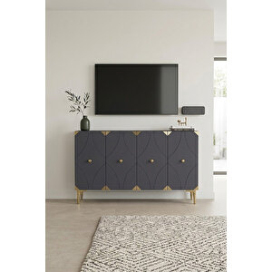 Ka1297ag Alfa Konsol Ve Tv Sehpası Antrasit-gold 120cm