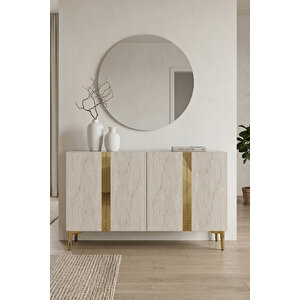 Ka1298btg Anka Konsol Ve Tv Sehpası Beyaz-traverten-gold 120cm