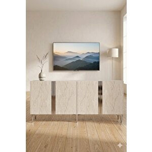 Ka1898bts Anka Konsol Ve Tv Sehpası Beyaz-traverten-silver 180cm