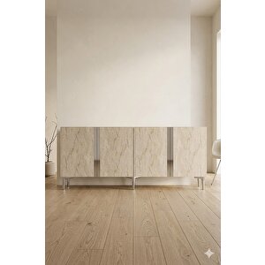 Ka1898bts Anka Konsol Ve Tv Sehpası Beyaz-traverten-silver 180cm