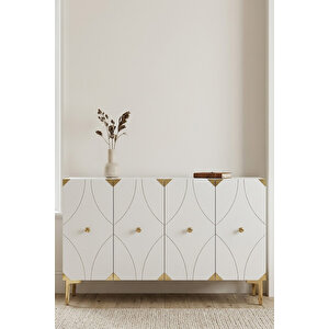Ka1297bg Alfa Konsol Ve Tv Sehpası Beyaz-gold 120cm