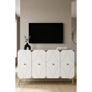 Ka1297bg Alfa Konsol Ve Tv Sehpası Beyaz-gold 120cm