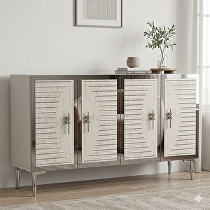 Ka1207bts Tuna Konsol Ve Tv Sehpası Beyaz-traverten-silver 120cm