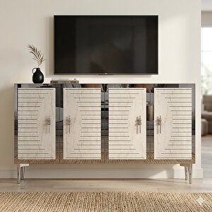 Ka1207bts Tuna Konsol Ve Tv Sehpası Beyaz-traverten-silver 120cm