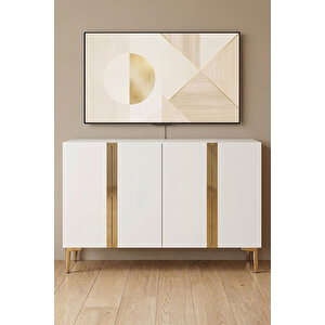 Ka1298bg Anka Konsol Ve Tv Sehpası Beyaz-gold 120cm