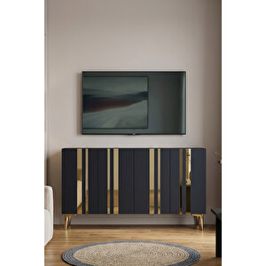 Ka1230ag Mi̇a Konsol Ve Tv Sehpası Antrasit-gold 120cm