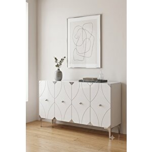 Ka1297bs Alfa Konsol Ve Tv Sehpası Beyaz-silver 120cm