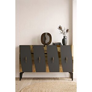 Ka1213ag Eli̇ps Konsol Ve Tv Sehpası Antrasit-gold 120cm