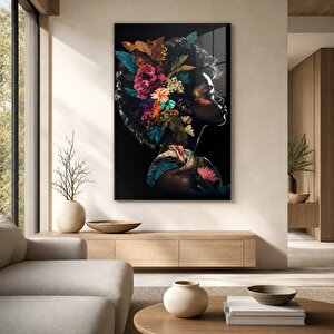 Çiçekli Zarafet - Cam Tablo | Modern Duvar Dekoru, Uv Baskı, Ev & Ofis Dekorasyonu 60x90 cm