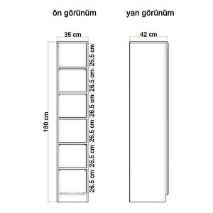 Violet Temperli Cam 4 Kapaklı Ledli Kahve Köşesi Mutfak Kiler Dolabı Beyaz