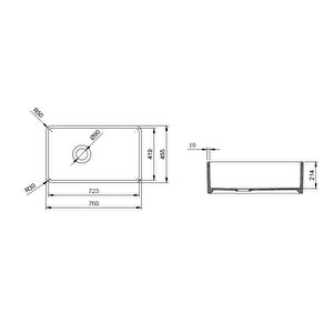 Lavello Dekorlu Eviye 76 Cm Mat Beyaz 1602-002-0120-03