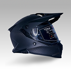 Yohe Fg601 Kask Karbon Full Face Motosiklet Mat Siyah Çift Vizör Uv Bluetooth Yuvalı Ece 22.06 Mips Medium