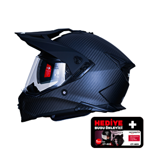 Yohe Fg601 Kask Karbon Full Face Motosiklet Mat Siyah Çift Vizör Uv Bluetooth Yuvalı Ece 22.06 Mips Xlarge