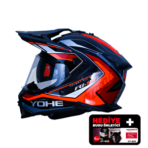 Yohe Fg601 Kask Full Face Motosiklet Neon Turuncu Parlak Çift Vizör Bluetooth Yuvalı Ece 22.06 Mips Medium
