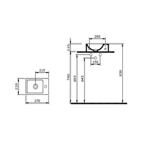Milano Dar Sol Lavabo 37 Cm 1418-002-0126 Mat Beyaz