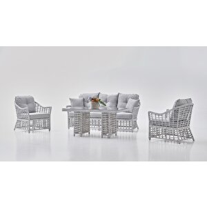 Bergama Rattan Bahçe Balkon Oturma Grubu Gri