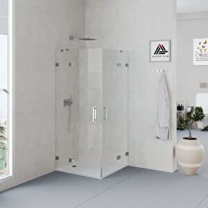 Helios D100 Kare Menteşeli Sistem Duş Kabini Şeffaf Cam H: 190 Cm 90x90 cm