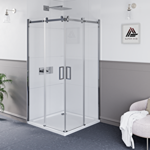 Sirius D100 Kare Köşeden Girişli Şeffaf Cam Krom Askılı Sistem Duş Kabini H: 200 Cm 80x80 cm
