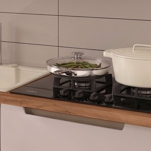 Eymense Hera 120 Cm Mutfak Dolabı Seti %100 Mdf Ledli Çekmeceli Lavabolu Mutfak Dolabı Takımı 4 Modül Tezgah Dahil Bej