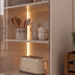 Eymense Hera 170 Cm Mutfak Dolabı Seti %100 Mdf Ledli Boy Dolaplı Fırın Modüllü Lavabolu Mutfak Dolabı Takımı 4 Modül Tezgah Dahil Yeşil Bej