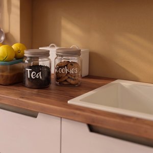 Eymense Hera 180 Cm Mutfak Dolabı Seti %100 Mdf Ledli Çekmeceli Lavabolu Raflı Mutfak Dolabı Takımı 6 Modül Tezgah Dahil Bej