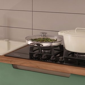 Eymense Hera 180 Cm Mutfak Dolabı Seti %100 Mdf Ledli Çekmeceli Lavabolu Raflı Mutfak Dolabı Takımı 6 Modül Tezgah Dahil Yeşil Bej