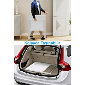 Dobo Metal Ayaklı Laptop Masası Katlanır Çocuk Çalışma Masası Raflı Masa Katlanır Laptop Sehpası Beyaz Çam Beyaz Kahverengi
