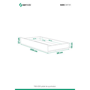 Baru Yavru Karyola 90x190 Y:27 G:200 D:96 / Cadiz Meşe