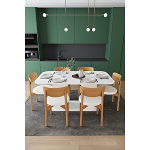 Modern Dolaplı 6 Kişilik Mutfak Yemek Masası Ve Sandalye %100 Mdf Mutfak Yemek Odası Masası Takımı Ymt06